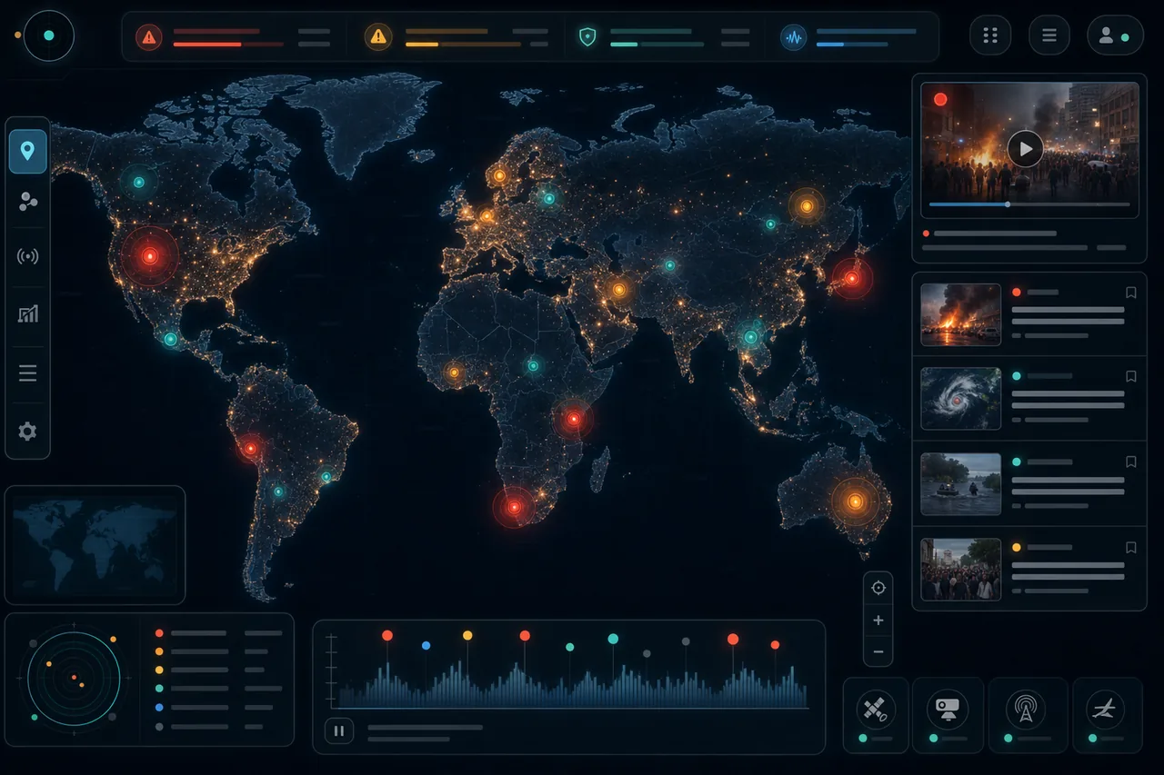 AI generated global news map command center