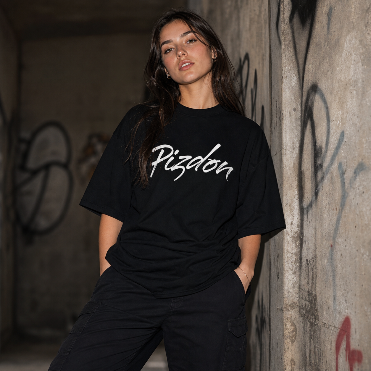 PIZDON black script tee